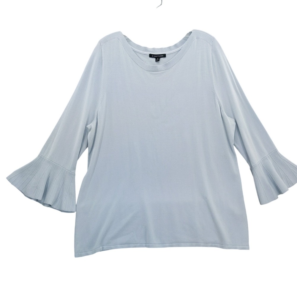 41 HAWTHORN Bell Sleeve Knit Top‎ Light Blue Sweater Knitwear XXL